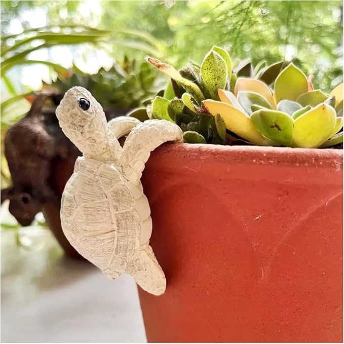 Mini Resin Turtle Statue, Turtle Flowerpot Decoration, Plant Decorations for Pots, Fairy Garden Accessories, Suitable for Gifting Friends or Decorating One's Own Flowerpot