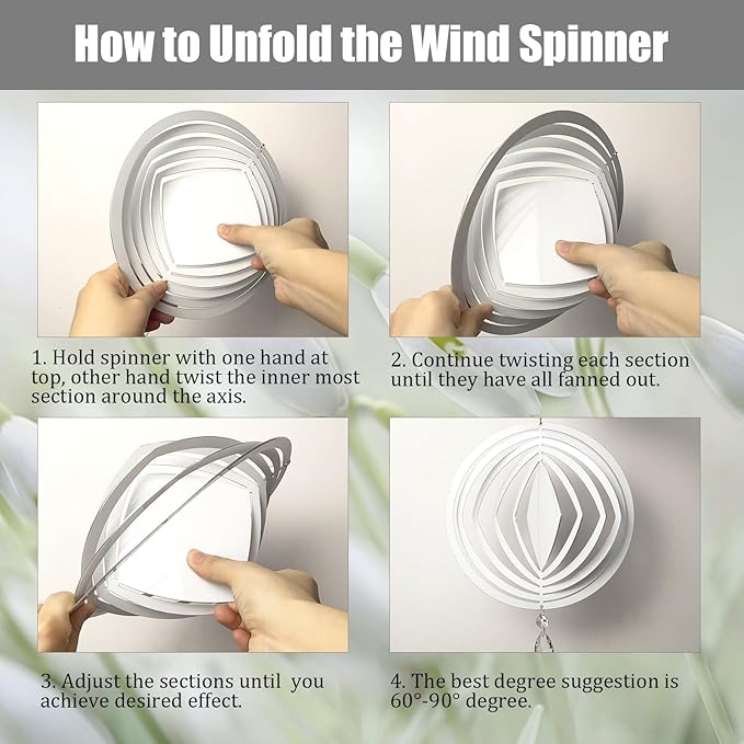 4Pack 8inch Sublimation Wind Spinner Blanks 3D Aluminum Metal Wind Sculpture Kinetic Spinners for Yard and Garden Indoor Art Ornaments Hanging Decoration (Geometric)