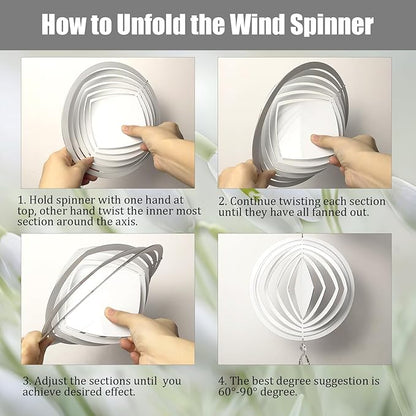 4Pack 8inch Sublimation Wind Spinner Blanks 3D Aluminum Metal Wind Sculpture Kinetic Spinners for Yard and Garden Indoor Art Ornaments Hanging Decoration (Geometric)