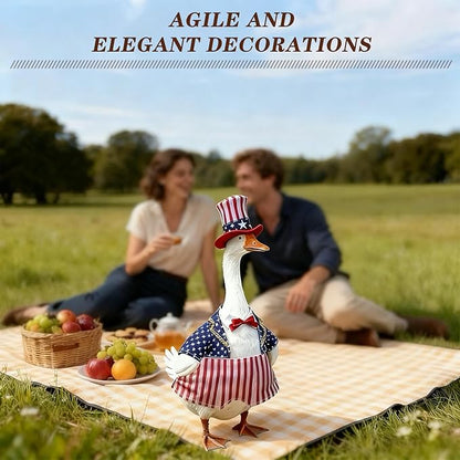 Independence Day Style Cute Outfit for 23-Inch Cement Goose – Outdoor Garden Yard Porch Decor
