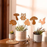 Iron Animal Decorative Garden Stake Set Rusted Yard Ornaments for Indoor/Outdoor Backyard Decor Iron Garden Sculptures Outdoor