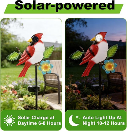 Rngmsi Garden Solar Lights Dynamic Eyes, Cardinal Bird Solar Garden Lights Stake Outdoor Decorations, LED Lighting Cardinal Decor Gifts for Patio Yard Pathway Lawn Ornaments