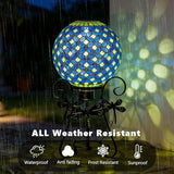 Stargarden Solar Gazing Ball, 10”Glass Gazing Globe, Mosaic Gazing Balls with Metal Ball Stand for Patio, Lawn, Garden Decor(Blue)