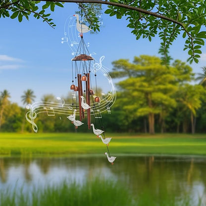 Arrowbash Goose Wind Chimes for Outside 34" Metal Windchimes Outdoors Valentine Goose Gifts for Women Men Mom Memorial Birthday Housewarming Festival Yard Patio Porch Geese Garden Decor