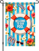 BlissYard Welcome To Our Pool Garden Flag 12x18 Double Sided Vertical Outdoor Summer Poolside Decor Beach Tropical Yard Lawn Patio Pool Party Banner