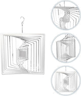 HARFINGTON Wind Spinner Square 9.84" x 13.39" Stainless Steel Reflectors Wind Chimes for Outdoor Devices Metal Decorations Keep Birds Away Yard Garden, Silver Tone