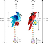 Cardinal and Blue Jay Suncatchers, Stained Glass Birds Hanging Ornament for Christmas Windows, Crystal Bird Sun Catcher Outdoor Decor