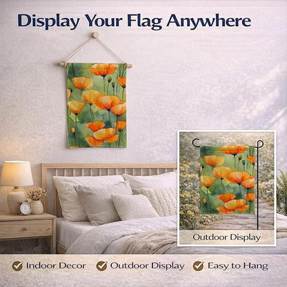Caroline's Treasures California California Poppies in Watercolor Garden Flag Mailbox Flag Decorative Yard Flag Banner Outside Patio Artwork Yard Flower Beds, Garden Size, Multicolor