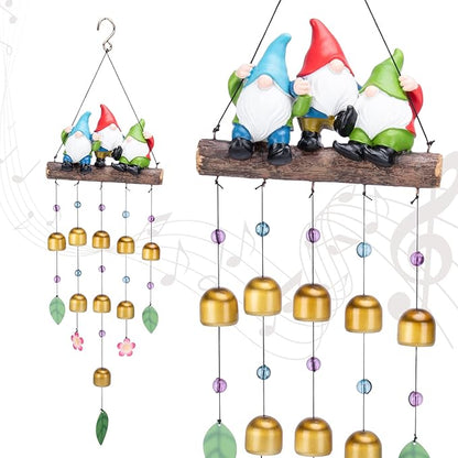 Taman Wind Chime for Outside - 29" Gnomes Windchime Valentine's Day Gift for Outdoor Decorative Metal Bronze Mobile Wind Chime Memorial Sympathy Gift for Home, Outdoor, Yard, Patio,Garden Decor