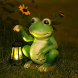 Large Frog Garden Statue for Outdoor Decor Solar Powered Sculptures for Yard Patio Cute Animal Statues Housewarming Outdoor Ornaments