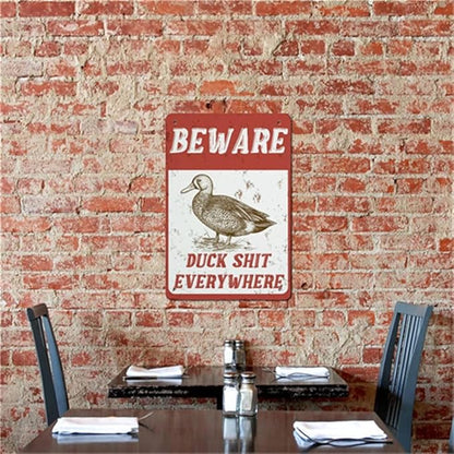 QHOVPA Farm Yard Sign Lawn Sign Metal Sign, Funny Beware Duck Shit Everywhere Sign for Home Farmhouse or Business Use 8x12 inches Signage