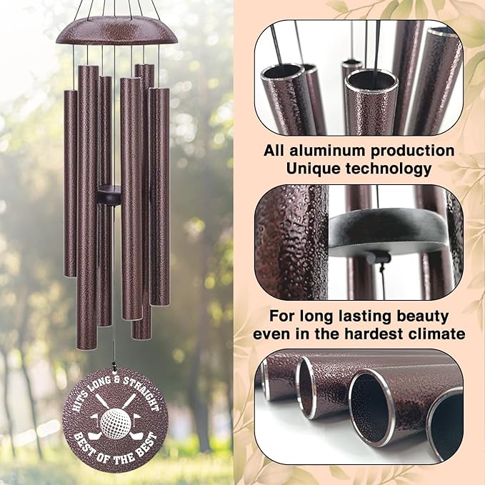 Personalized Memorial Golf Wind Chime – “Always Makes the Putt” Custom Engraved Gift for Golf Lovers, Long & Straight Tribute Keepsake
