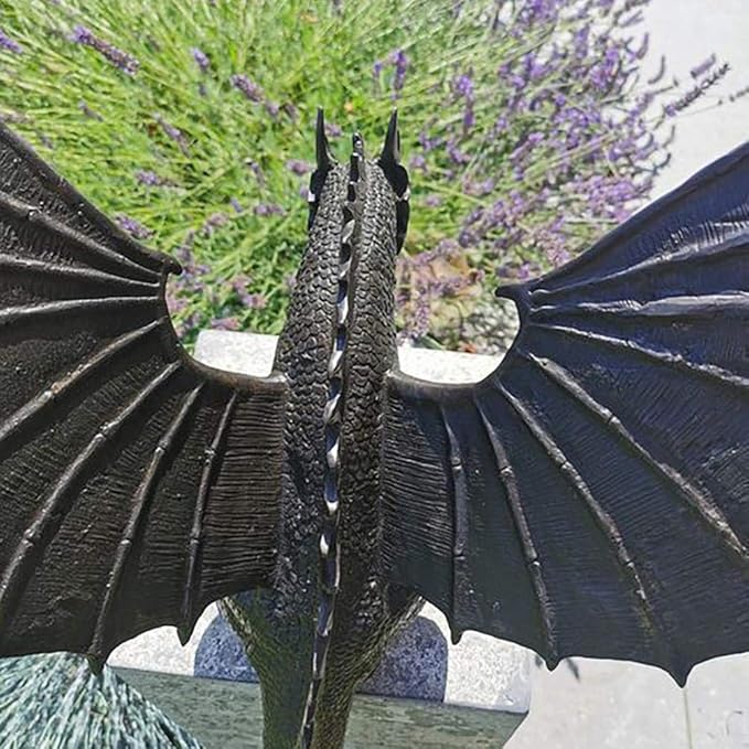 ADSE Garden Dragon Statue Fountain Dragon Ornament Resin Water Feature Sculpture for Home Garden Decoration