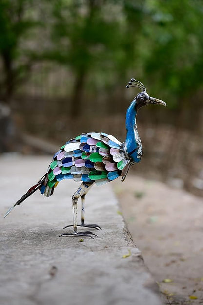 De Kulture Handcrafted Recycled Iron Vintage Peacock Figurine Decorative Collectible Figurine showpiece Beautify Home Office Holiday décor| Ideal for Garden Decoration, 41x13x36 (LWH) inches
