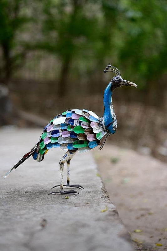 De Kulture Handcrafted Recycled Iron Vintage Peacock Figurine Decorative Collectible Figurine showpiece Beautify Home Office Holiday décor| Ideal for Garden Decoration, 41x13x36 (LWH) inches