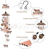Farm Animal Wind Chimes Gifts for Women Men, Farmhouse Decor for Outside Garden Patio, 35 Inch Vintage Metal Cow Pig Chicken Sheep Goat Wind Chimes