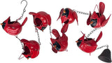 Things2Die4 85-Inch Metal Rain Chain with 7 Three-Dimensional Red Cardinal Birds, Rustic Brown Finish, Weighted Bell at Bottom, Decorative Downspout Alternative for Outdoor Garden or Patio Décor