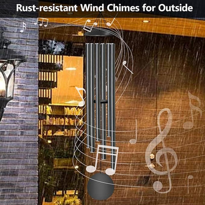 66" Large Wind Chimes for Outside - 6 Thicken Tubes Deep Tone Wind Chimes for Outdoor, Gifts for Memorial, Women, Mom, Grandma, Sympathy, Big Windchimes for Garden and Patio (Black)