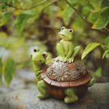 Frog Garden Statues Outdoor Decor, Resin Turtle Frogs Garden Animal Statue Waterproof, Outside Frog Figurines for Yard Patio Lawn Decorations Gardening Gifts for Women