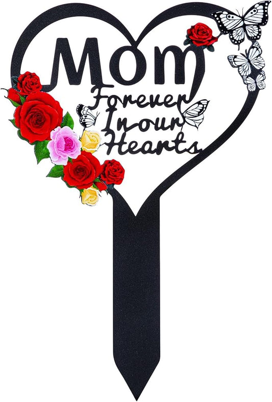 Cemetery Decorations for Grave Mom, Grave Decorations for Cemetery, Memorial Heart Graves Markers for Outdoors