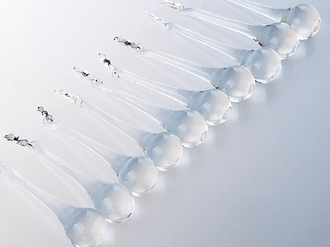 H&D 20pcs Hanging Chandelier Crystal Teardrop Prism Accent Rainbow Suncatcher Christmas Tree Decorations (Clear, 20X80mm)