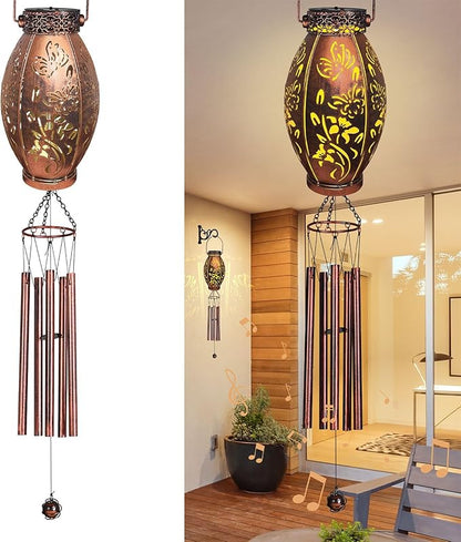 Wind Chimes for Outside 37" Butterfly Solar Wind Chimes Outdoor Gifts for Mom, Hanging Solar Lanterns Lights Wind Chime for Garden Patio Yard, Christmas WindChimes Outdoors Gifts for Women Grandma