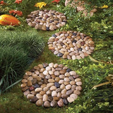 Garden Stepping Stones Outdoor Round River Stone Decorative Nature River Rocks for Landscaping Outside Walkway Patio Yard Garden Pathway (9in 6pcs Pack)