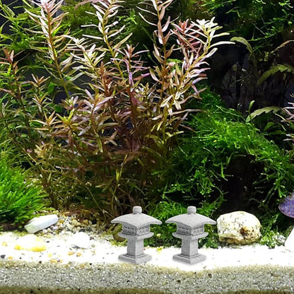 POPETPOP 2 Pcs Miniature Pagoda Statue Japanese Style Lantern Garden Decor for Indoor Outdoor Zen Micro Landscape Aquarium Bonsai