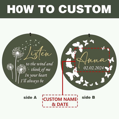 ASTARIN Memorial Butterfly 36" Wind Chimes, Personalized Name Sympathy Wind Chime, in Memory of Loss Mom Loved One, Large Deep Tone Bereavement Windchimes for Clearance(Produced in USA)