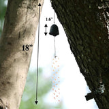 Japanese Wind Chime Cast-Iron Outdoor Ornament for Garden, Patio & Balcony, Hanging Metal Wind-Bell Decoration Gift, Blessing Pendant Windchimes & PVC Wind-Catcher, Green Bell