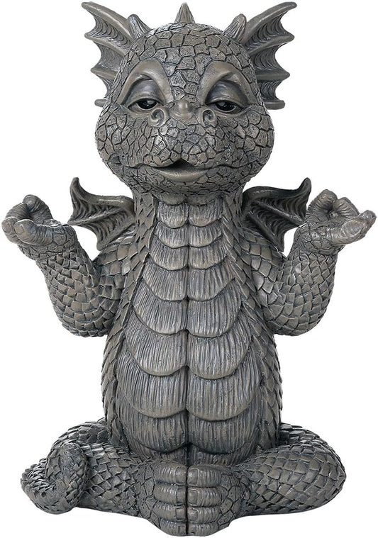 Pacific Giftware Garden Dragon Meditation Inner Peace Yoga Decorative Garden Accent Sculpture Stone Finish 10 Inch Tall
