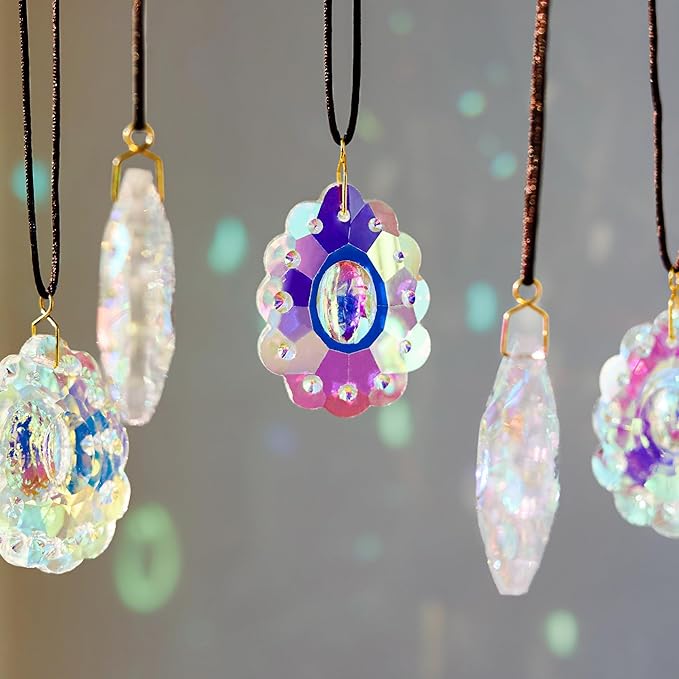 HDCRYSTALGIFTS 12pcs Crystal Prisms Suncatcher for Window Rainbow Maker Chandelier Crystals Hanging Sun Catchers Indoor Outdoor Home Garden Valentines Day Wedding Decoration, 50mm