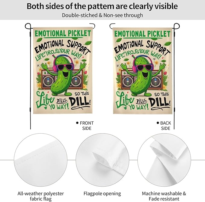 Emotional Picklet Support Dill Life Garden Flag Double Sided Flags For Room Outside Yard Flag Outdoor Banner Wall Art Hanging 28"X40"
