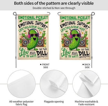 Emotional Picklet Support Dill Life Garden Flag Double Sided Flags For Room Outside Yard Flag Outdoor Banner Wall Art Hanging 12.5"X18"