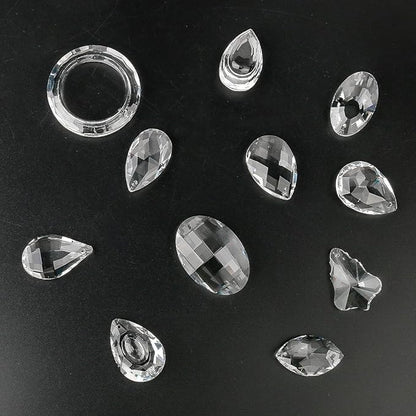 H&D 11pcs Clear Crystal Chandelier Lamp Lighting Drops Pendants Balls Prisms Hanging Glass Prisms Parts Suncatcher Home/House Decor