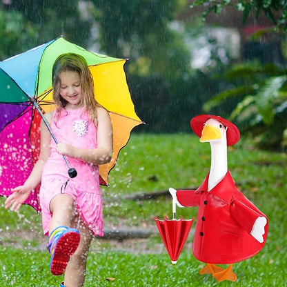 Raincoat Goose Outfits Spring Porch Goose Outfit Summer Yard Clothes for 23" Lawn Outdoor Garden Yard Patio Geese Statue Spring Summer Decor(Red)