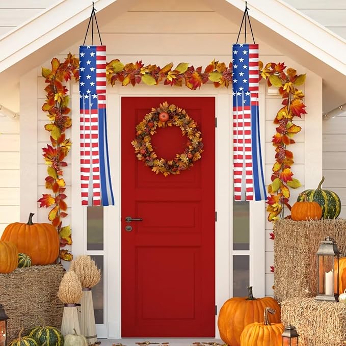 Jeiento 40 Inch American US Flag Windsock 4th of July Decoration Outdoor Heavy Duty Wind Socks USA Patriotic Hanging Independence Day for Garden Yard Decor