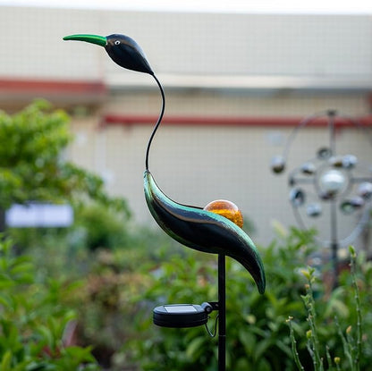 Solar Crane Garden Statue Light for Patio Yard Lawn Porch Outdoor Decorations Waterproof Metal Garden Sculpture, Solar Powered Housewarming Gifts, Mom Birthday Gifts