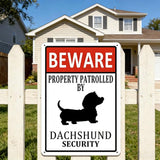 Dachshund Metal Tin Sign Dachshunds Home Decor Beware Property Patrolled by Dachshund Security Signs Funny Beware of Dog Sign Dogs Wall Art for Indoor Outdoor Dachshunds Gifts for Dog Lovers 8x12 Inch