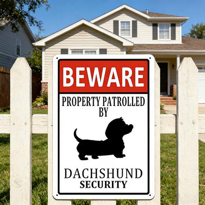 Dachshund Metal Tin Sign Dachshunds Home Decor Beware Property Patrolled by Dachshund Security Signs Funny Beware of Dog Sign Dogs Wall Art for Indoor Outdoor Dachshunds Gifts for Dog Lovers 8x12 Inch