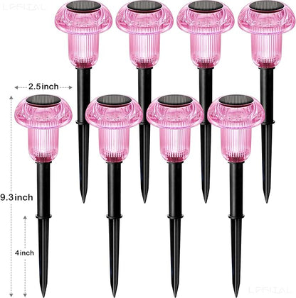 Solar Lights Outdoor 8 Pack Mother's Day Solar Pathway Lights Outdoor Pink Purple Mushroom LED Waterproof Lighting Stake for Women Outside Yard Path Garden Lawn Landscape