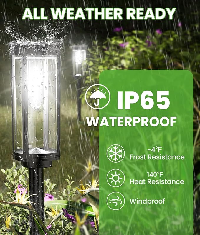 BITPOTT Bright Solar Pathway Lights, 2 Pack Solar Lights Outdoor Waterproof IP65, Auto On/Off Pathway Landscape Lighting, Outdoor Light for Yard Garden Walkway Landscape Lawn Patio Lighting