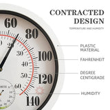Indoor Outdoor Thermometer Large Numbers 12 Inch Wall Weather Thermometer Hanging Garden Decor Hygrometer No Battery Needed (White)