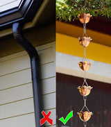 Rain Chain,rain Chain for downspout, Hanging Flower Japanese for Rain Gutter & Eaves Drainage, Garden Decoration Rain Chain, Pure Copper Downspout Water Chain (2.4 m (7.8ft))