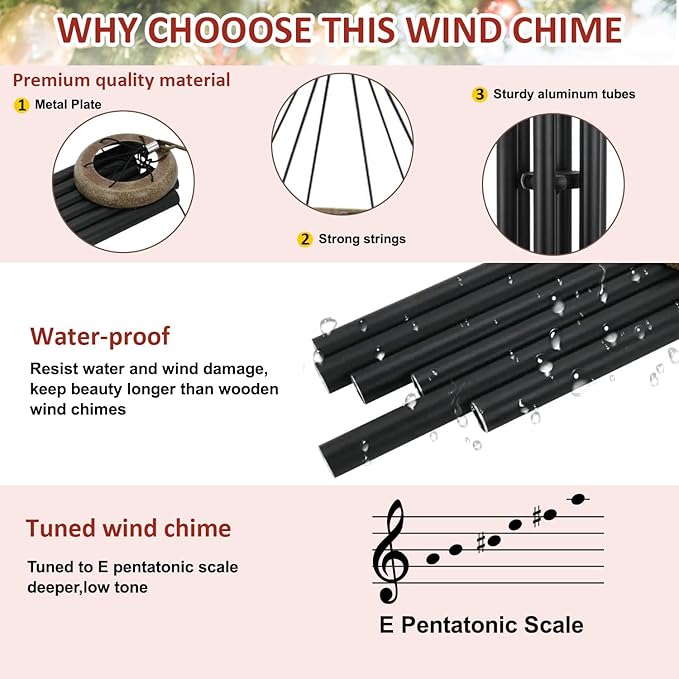 Wind Chimes for Outside, All Metal Tuned Wind Chime Outdoors, Sympathy & Memorial Wind Chimes for Mom Dad, Leaf Design, Box Included