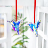 H&D HYALINE & DORA Set of 2,3" Crystal Sun Catcher Prisms, AB Colored Hummingbird Hanging Suncatchers, Glass Hummingbird Prisms for Windows, Garden Decor