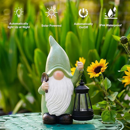 Gnome Statue with Solar Lantern - Gnomes Decorations for Yard Garden Decor - Unique Gifts for Women,Mom