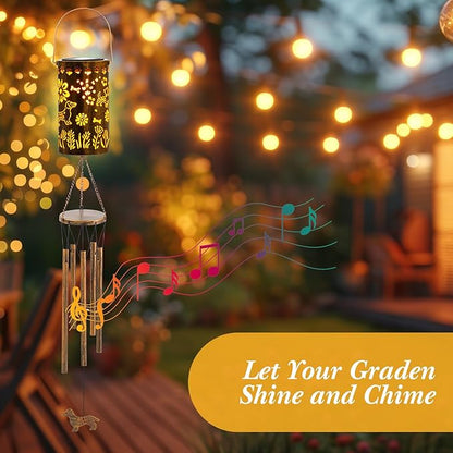 Janinka Dachshund Solar Wind Chimes for Outside, 35'' Memorial Wind Chimes Dachshund Gifts for Women Mom Grandma, Metal Decorative Solar Lantern Windchimes Outdoors Unique Gifts for Garden Decor