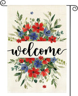 AVOIN colorlife Memorial Day Patriotic 4th of July Garden Flag 12x18 Inch Double Sided Outside, Welcome Floral Yard Outdoor Decoration