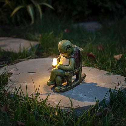 Solar Garden Statues Outdoor Decor,Turtle Figurine Solar Lights, Waterproof Solar Lantern for Balcony Patio Porch Lawn Yard Ornament Art - Gift Ideas for Gardening Grandma Women 5.51"x4.33"x3.15"